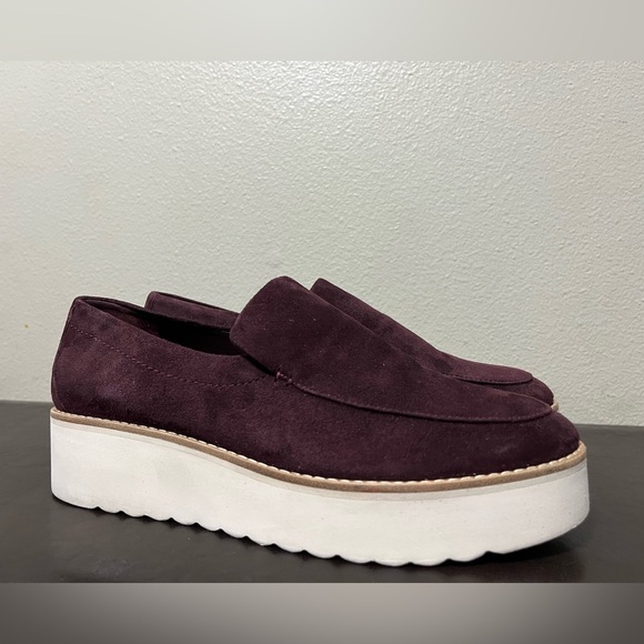 VINCE Women's Zeta Platform Loafers In Dahlia Wine Slip on Size 8.5 - Picture 1 of 9